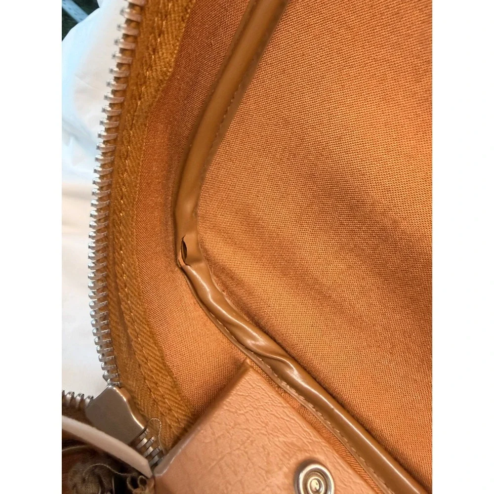 Vintage 1978 American Tourister Tan Faux Leather Suitcase Embossed Basketweave